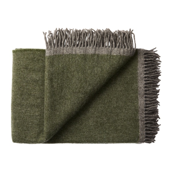Metafoor Imitatie vasthouden Wollen deken groen met grijs voorzien van beige streep